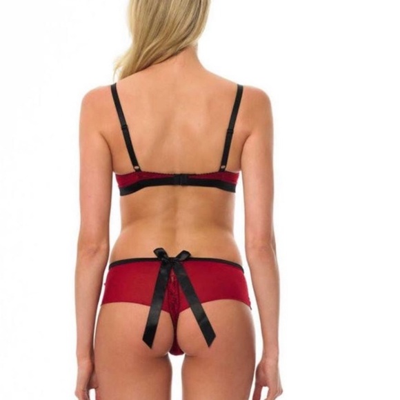 Bluebella Red and Black Lace Bra with Panties Set - Picture 2 of 15